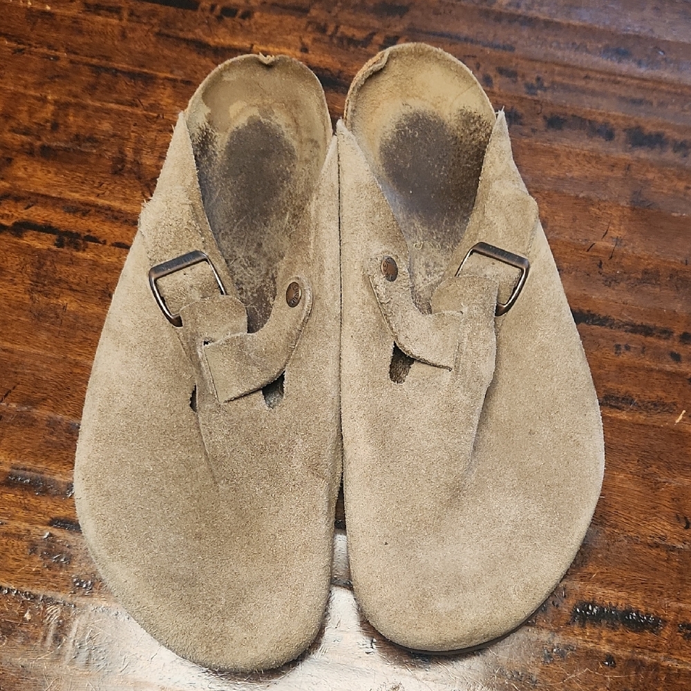 Birkenstock Tan Suede Slip-On Sandals